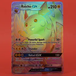 Pokemon TCG English Card Shining Legends Raichu GX 75/73 Rainbow Rare Full Art - Image 1
