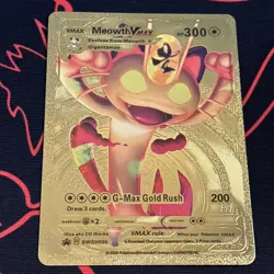 Meowth VMAX Pokemon Gold Foil Card Fan Art HP300 - Image 1