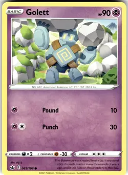 Golett Regular 065/198 SWSH06: Chilling Reign Common Pokemon Card NM - Image 1