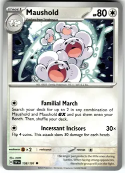 Maushold Regular 158/191 SSP SV08: Surging Sparks Pokemon Card NM - Image 1