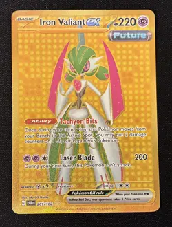 Iron Valiant EX 261/182 Sv04 Paradox Rift Gold Holo Pokemon Card TCG NM - Image 1