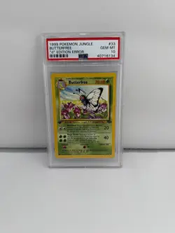 PSA 10 GEM MINT Butterfree 33/64 ERROR 1st "d" Edition Jungle Pokemon Card 785 - Image 1