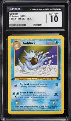 ✨ CGC 10 1999 GOLDUCK 35/62 POKEMON FOSSIL 1ST ED Edition Pokemon Card - Image 1