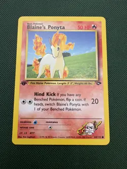 64/132 Blaine’s Ponyta 1st Edition Gym Challenge Pokemon Card Rare NM WOTC - Image 1
