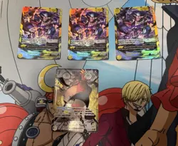 Bandai One Piece Card Game Marshall D. Teach OP16-080 Leader and 3 SEC OP16-119 - Image 1