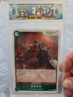 One Piece Card Sakazuki R OP09-026 Japanese Foil, Black Goat Graded Gem Mint 10 - Image 1