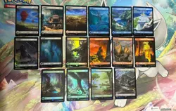 Foil Magic Final Fantasy Basic Lands Complete Set of 15 - Full Art Land + Wastes - Image 1