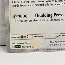 Pokemon TCG Snorlax 202/091 Shiny Holo Rare Paldean Fates Mint Condition - Image 2