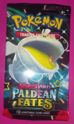 Pokemon EMPTY Paldean Fates Scarlet Violet Booster Packs Shiny Donzozo Ceruledge - Image 1
