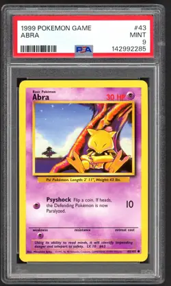 Pokemon Cards - PSA 9 Abra 43/102 - Base Set Unlimited - MINT - PSA9 - Image 1