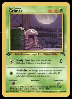 Grimer 48/62 Common Fossil Pokemon 1st Edition LP - Image 1