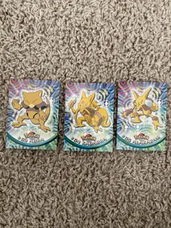 1999 Topps Pokemon Series 1 Abra Kadabra Alakazam 1st Print Green Logo Trio Lot - Image 1
