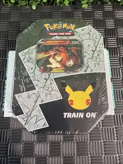 Pokemon TCG Lance’s Charizard V Celebration Tin 25th Anniversary Factory Sealed - Image 1
