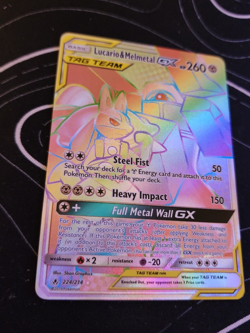 Pokemon TCG Lucario & Melmetal GX TAG TEAM Secret Rare Full Art Holo 224/214 - Image 1