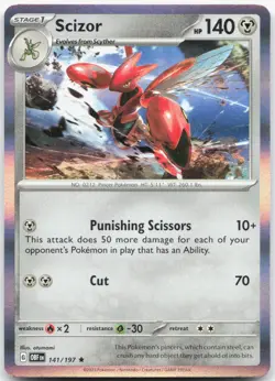 SCIZOR 141/197 Obsidian Flames Pokemon Holo Rare Near Mint - Image 1