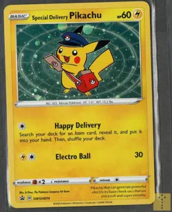 Special Delivery Pikachu SWSH074 Holo Promo Sword & Shield Promo Pokemon Holo NM - Image 1