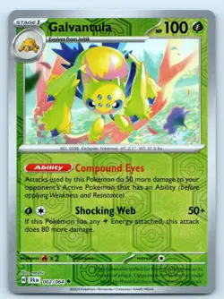 Galvantula 002/064 Uncommon Shrouded Fable Pokemon Reverse Holo Near Mint - Image 1