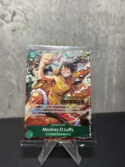 Monkey.D.Luffy P-135 Winner Stamp OP16 Pre-Release Event Promo Card Sealed - Image 1