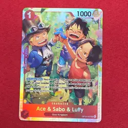 Bandai One Piece Card Game Ace & Sabo & Luffy OP13-007 R Foil - Image 1