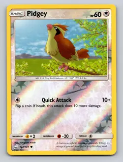 Pidgey 122/181 Common Team Up Pokemon Reverse Holo NM - Image 1