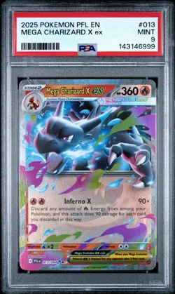 Pokemon TCG 2025 Mega Charizard X EX 013/094 PSA 9 Holo Ultra Rare EN - Image 1