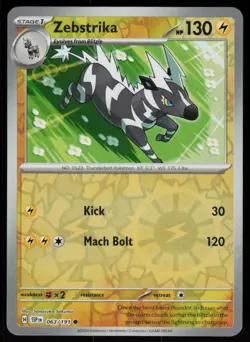 Zebstrika 063/191 Common Surging Sparks Pokemon Reverse Holo Near Mint - Image 1