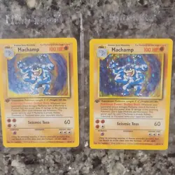 Pokemon TCG Base Set Machamp 8/102 1st Edition English Lot 2 Holo/Regular - Image 1