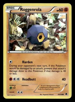 Pokemon Card Emerging Powers Roggenrola 49/98 Common Cracked Ice Holo - Image 1