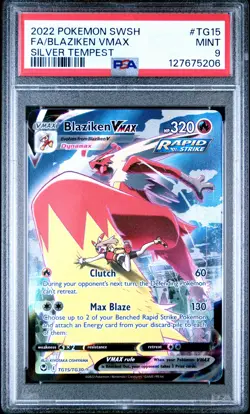 2022 POKEMON SWORD & SHIELD SILVER TEMPEST #TG15 FULL ART/BLAZIKEN VMAX PSA 9 - Image 1