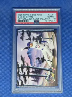 2025 Topps x Bob Ross SHOHEI OHTANI PSA 10 Art of Stealing Paint Splat card #/99 - Image 1