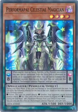 Yu-Gi-Oh Card - LED6-EN045 - PERFORMAPAL CELESTIAL MAGICIAN (super rare holo) - Image 1