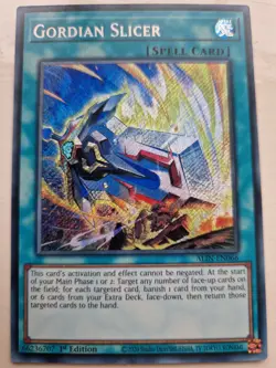 YuGiOh Alliance Insight - Gordian Slicer 1st Edition Secret Rare ALIN-EN066 - Image 1