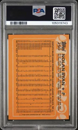 1988 TOPPS #250 NOLAN RYAN PSA 10 - Image 2