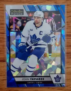 2023 24 O Pee Chee Platinum John Tavares Blue Fragments /125 #3 Maple Leafs - Image 1