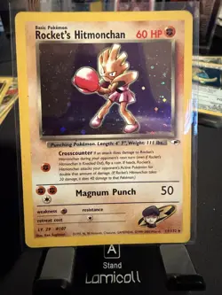 Pokemon TCG Rocket's Hitmonchan Gym Heroes Holo Rare 11/132 - Image 1
