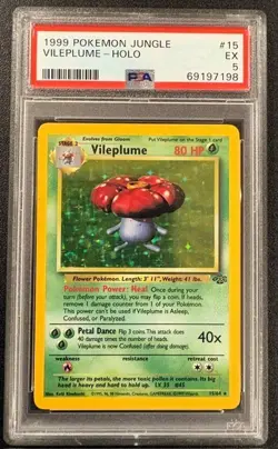1999 Pokemon Jungle Vileplume #15/64 PSA 5 - Image 1