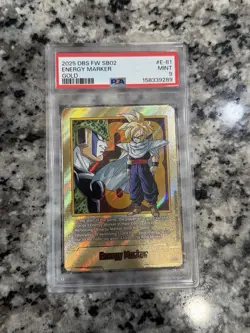 Bandai 2025 DBS FW SB02 Energy Marker Gold Holo E-81 PSA 9 Dragon Ball - Image 1