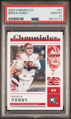 2022 Panini Chronicles Brock Purdy #41 PSA 10 GEM MT Rookie RC 49ers - Image 1