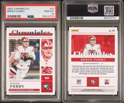 2022 Panini Chronicles Brock Purdy #41 PSA 10 GEM MT Rookie RC 49ers - Image 3