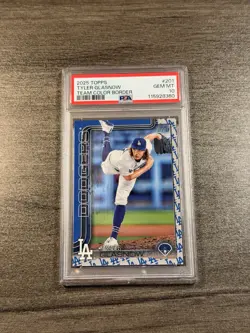 2025 Topps Team Color Border #201 Tyler Glasnow PSA 10 POP 1 SP - Image 1