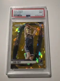 2024-25 Panini Prizm Zach Edey #249 Gold Ice /10 RC PSA 9 Pop 1 None Higher - Image 1