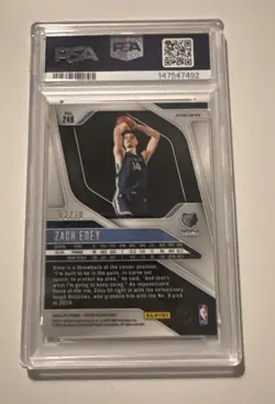2024-25 Panini Prizm Zach Edey #249 Gold Ice /10 RC PSA 9 Pop 1 None Higher - Image 2