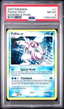 PSA 8 PALKIA 11/130 | D&P Base Holo Graded Pokemon Card - Image 1