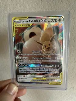 Pokemon TCG Eevee & Snorlax GX Tag Team 120 Team Up NM card 120/181 Holo - Image 1