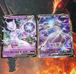 Pokemon TCG Sword & Shield Mewtwo V Holo 030/078 SWSH229 2 Card Lot - Image 1