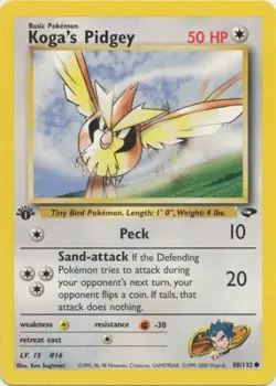 Pokemon Card - Gym Challenge 80/132 - KOGA'S PIDGEY (common) **1st Edition** -NM - Image 1