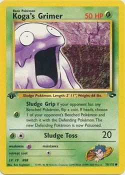 Pokemon Card - Gym Challenge 78/132 - KOGA'S GRIMER (common) **1st Edition** -NM - Image 1