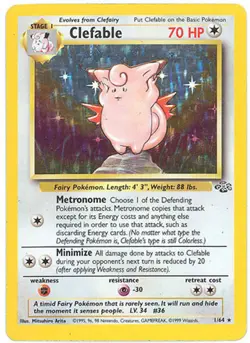 Pokemon Card - Jungle 1/64 - CLEFABLE (holo-foil) *Played* - Image 1