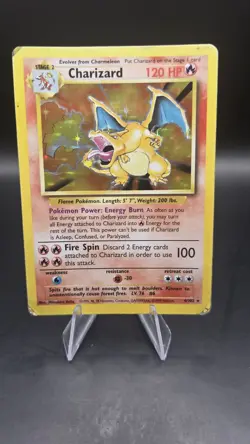Base Set Charizard 4/102 — Heavy Play — Authentic Holo Rare Vintage Pokemon Card - Image 1