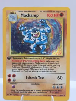 Machamp Holo Rare 1st Edition 8/102 1999 Registration Layer Shift Misprint - Image 1